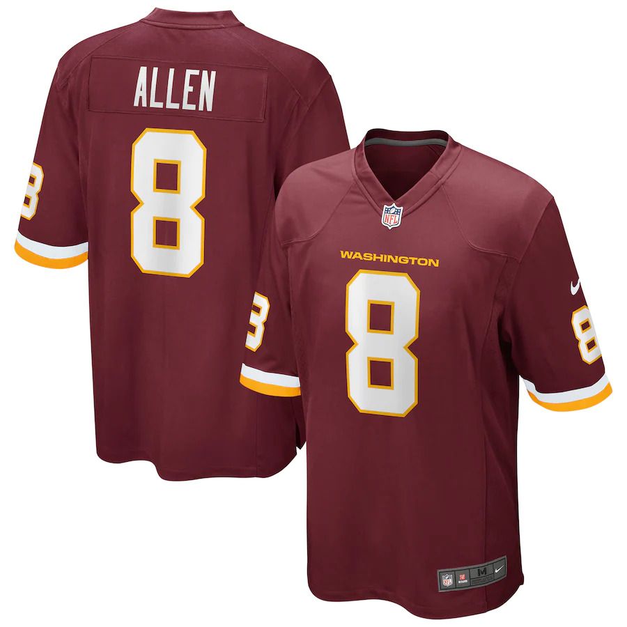 Men Washington Redskins #8 Kyle Allen Nike Burgundy Game Player NFL Jersey->washington redskins->NFL Jersey